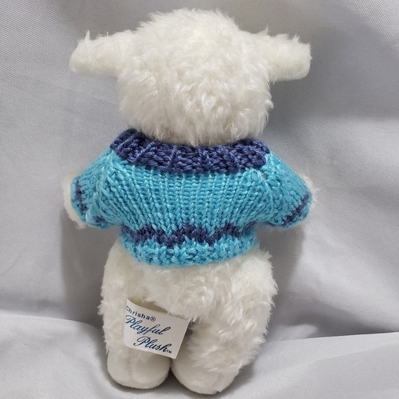 Chrisha Playful Plush Lamb In Knit Floral Sweater 8" Stuffed Animal Toy Posable - Picture 3 of 6